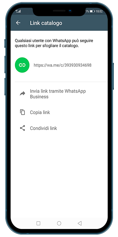 Link catalogo di WhatsApp Business