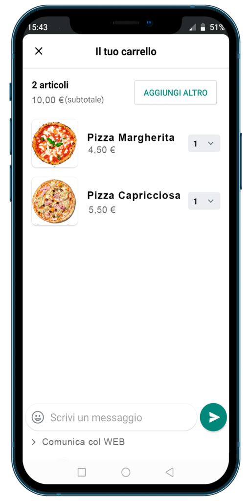 Catalogo Whatsapp Business per pizzerie esempio