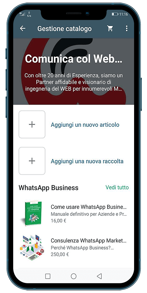 GESTIONE CATALOGO WhatsApp Business