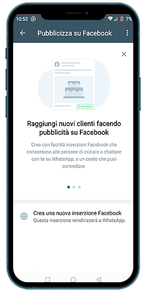 Pubblicizza su Facebook con WhatsApp Business